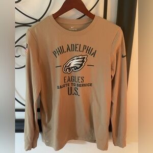 NFL Philadelphia Eagles Fitted Long Sleeve T Shirt, Tan